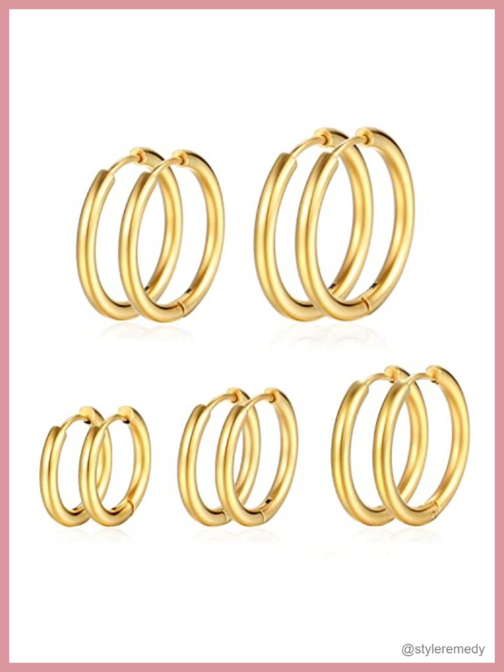 316l Surgical Stainless Steel Huggie Hoop Earrings Set Hypoallergenic